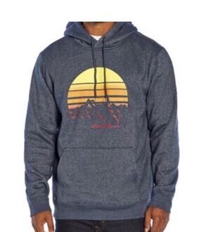 Eddie Bauer Men's Graphic Outdoor Hoodie Sweatshirt Heather Navy Sunset Fleece L